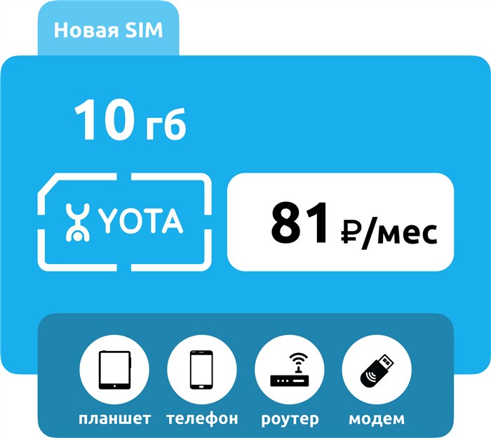 SIM-карта Yota 10 ГБ