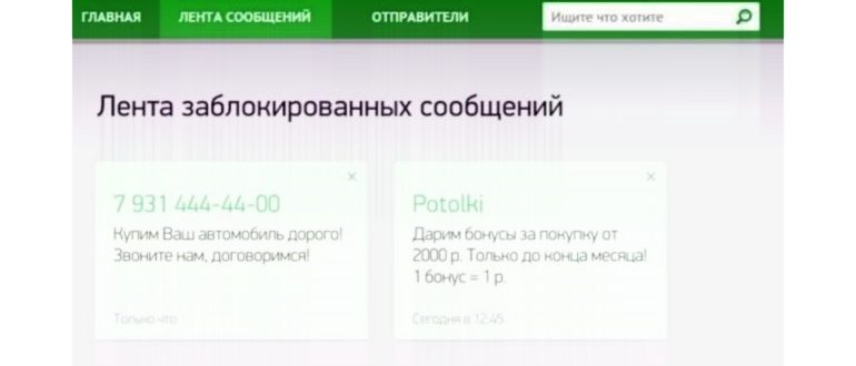 Услуга СМС фильтр