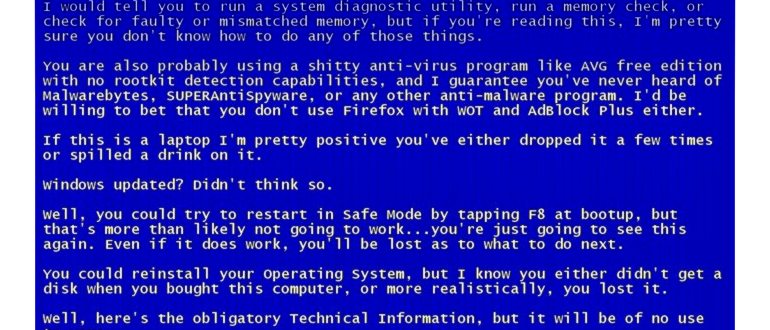 Синий экран смерти в Windows: что делать и как