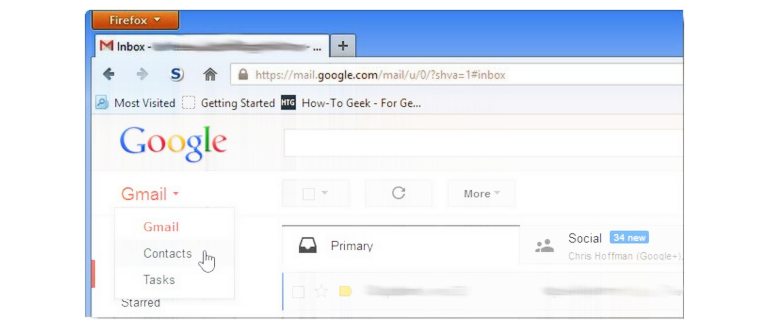 Нажмите Gmail