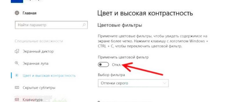 Черно белый экран Виндовс 10, как