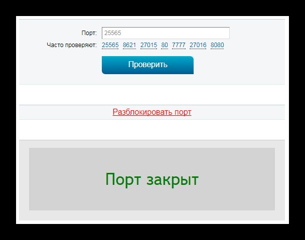 Результат проверки порта