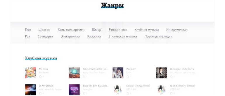Какие песни есть в каталоге мелодий от