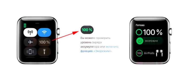Как проверить заряд на Apple