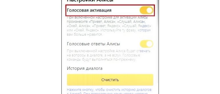 Опция активации голосового