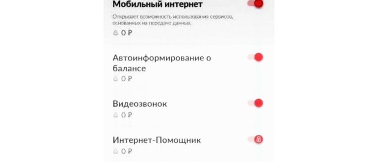 Отключение услуг в мобильном