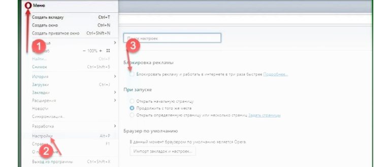 Блокировка рекламы через настройки