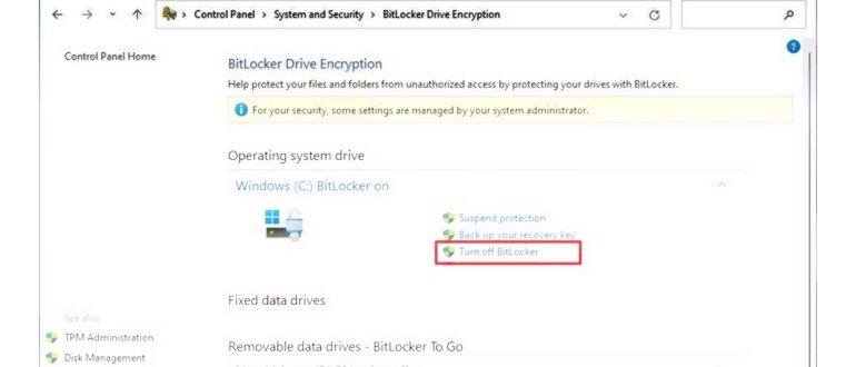 Открытое шифрование устройства в Windows 11