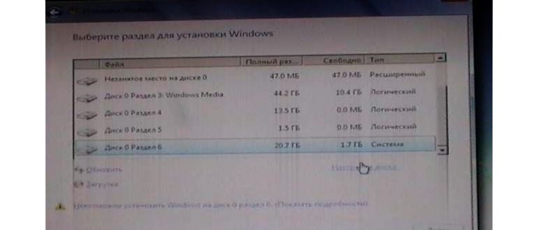 Начало установки Windows