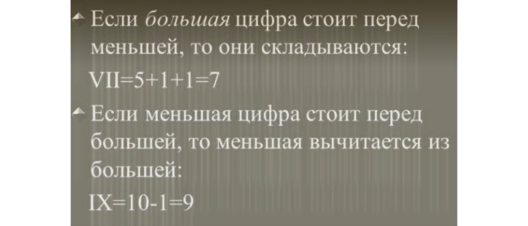 Римские цифры от 1 до