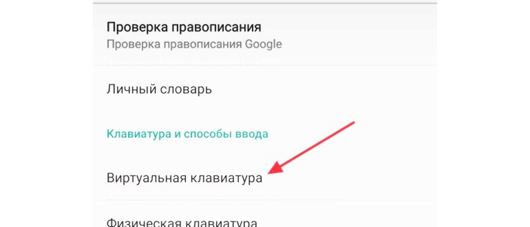 подраздел настроек Виртуальная