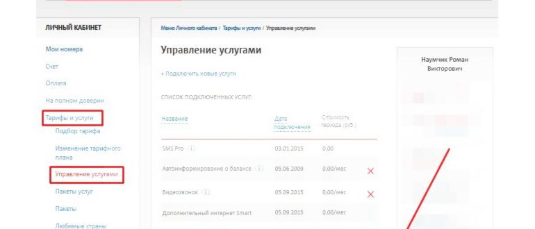 подключенные опции на