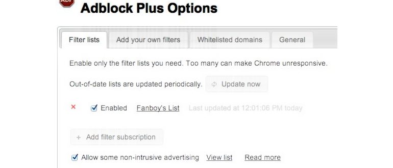 настройки Adblock