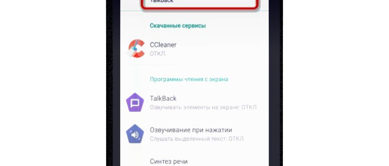 Отдельные настройки Talkback на